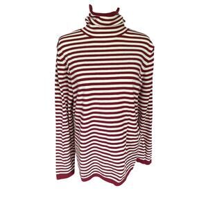 Dokotoo Long Sleeve Turtle Neck Red White Large